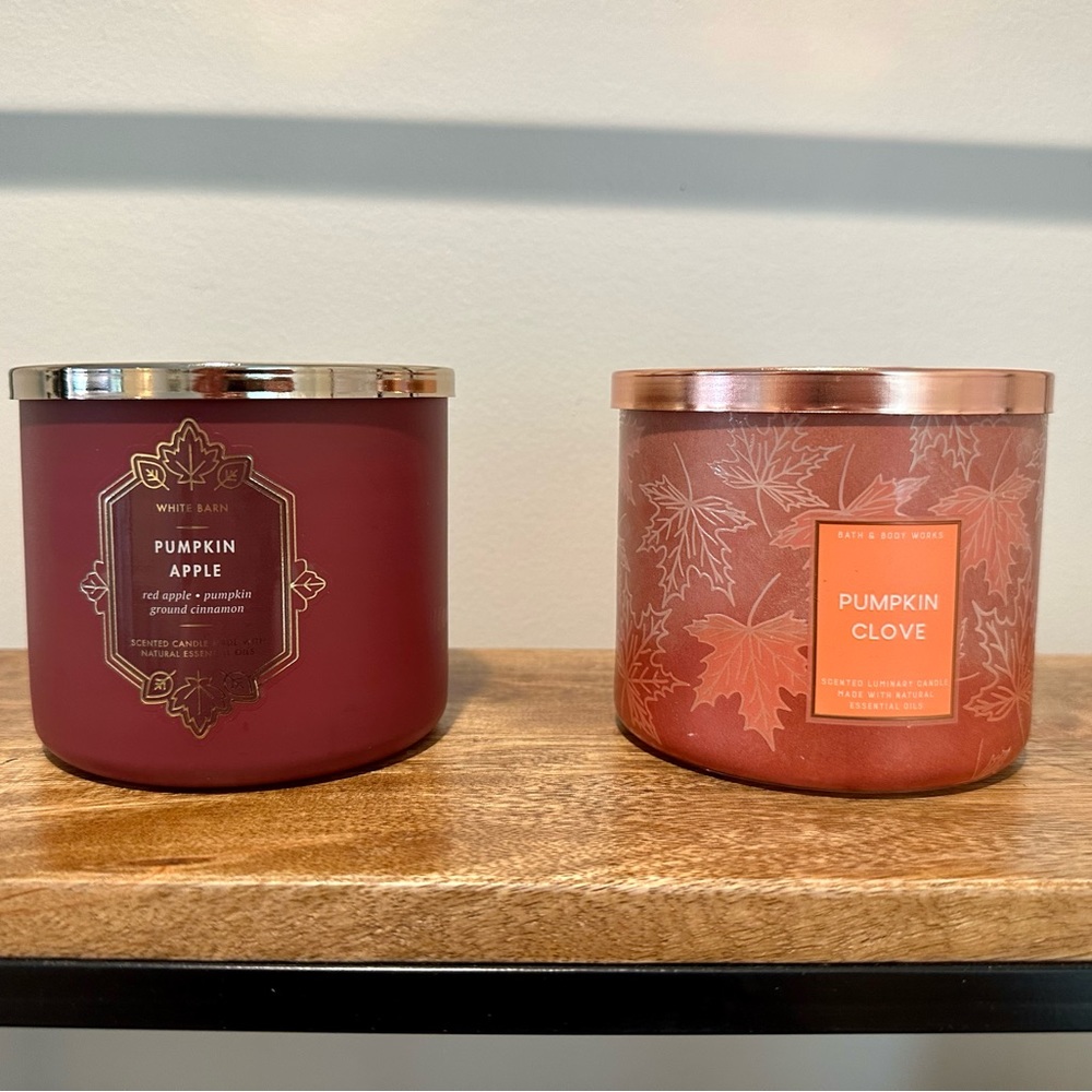 Pumpkin Clove and Pumpkin Apple 3 Wick Candle Bundle! NWT Bath & Body Works